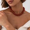 Trendy Y2K Aesthetic Smudge Resin Bead Chain Necklace Lightweight for Women Summer Beach Wear Jewelry Gift