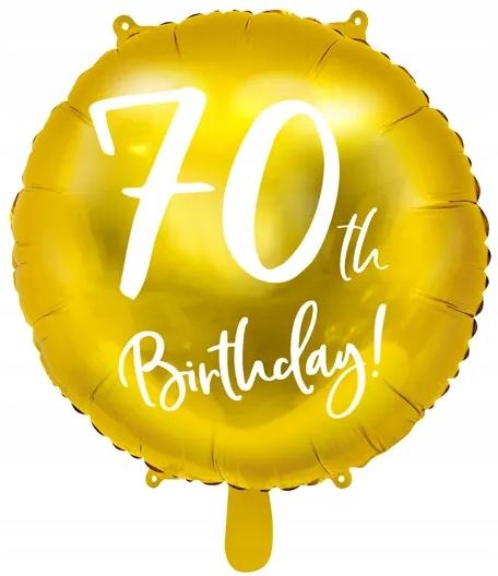 Balon Foliowy Na 70 Urodziny Birthday Złoty Siedemdziesiątka Party 45Cm
