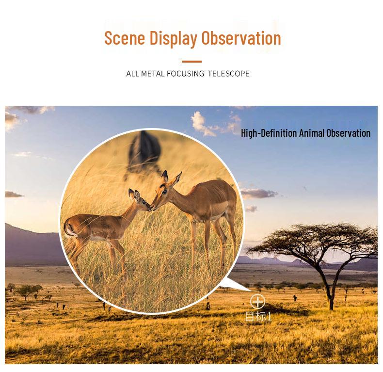 12X50 Monocular Telescope: Large Aperture, Low-Light Night Vision, High Magnification, HD Mobile Phone Compatible.