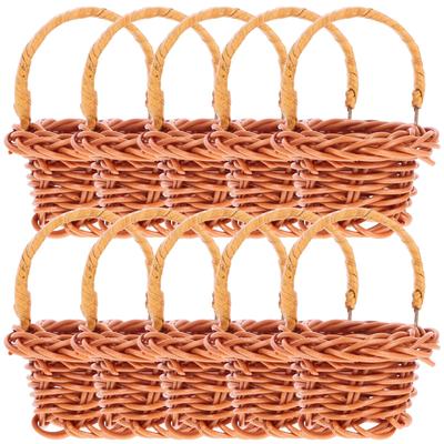 10PCS Small Flower Basket Handheld Woven Basket Rattan Woven Mini Hand-Carried Basket Household Office Decor Basket Ornaments