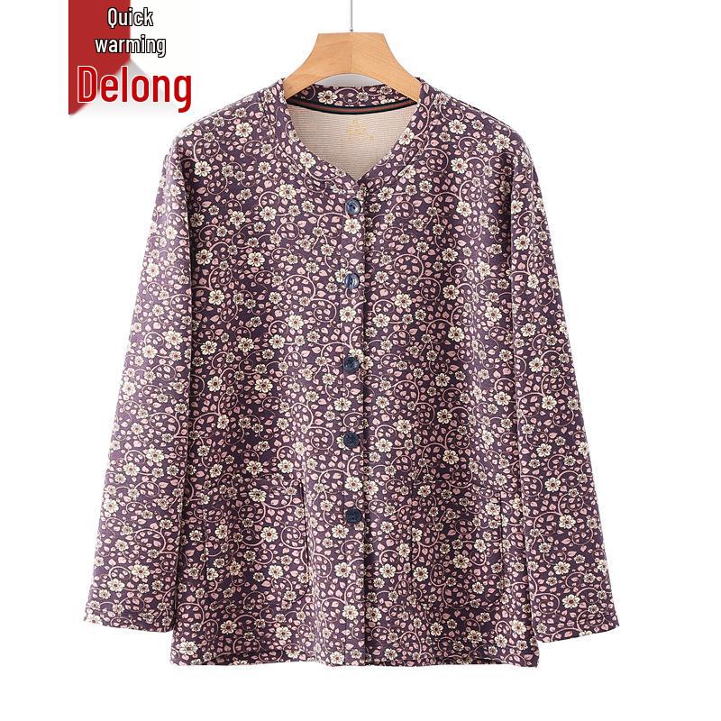 

Warm Fleece-Lined Underwear Set for Seniors - Thick Long-Sleeve Cardigan & Pants for Autumn 2XL for 115-135 lbs