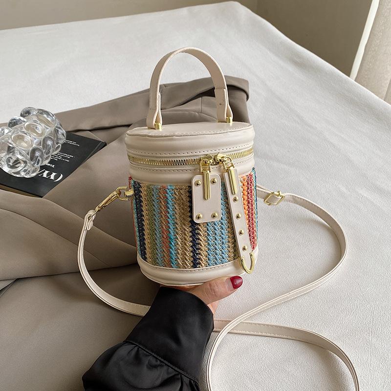 2025 summer new bucket casual women's fashion woven bag bag women's bag woven temperament messenger bag