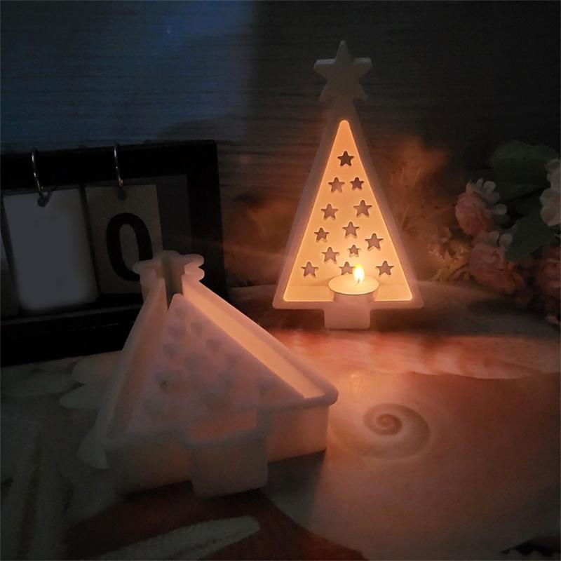 Flexible Silicone Mold Hollow Christmas Tree Decoration Mould Temperature Resistant Gypsum Mould for Candlestick