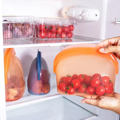 1000/1500ml Silicone Fresh-keeping Bag with Pinch Lock Closure Food-Safe Silicone Dishwasher Microwave Safe Food Container