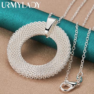 Collana con ciondolo in argento sterling 925 con cerchio rotondo 16/18/20/22/24/26/28/30 pollici per gioielli di moda per la festa nuziale delle donne