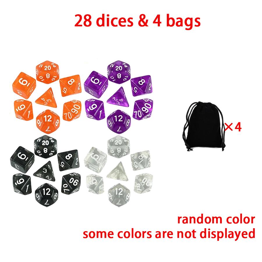 32/56pcs Polyhedral Dice with Black Bag Atmosphere Entertainment Tool for Board Game Room Friends Family Gathering XJM