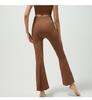 High-Waisted Women's Seamless Ribbed Yoga Flare Pants with Tummy Control