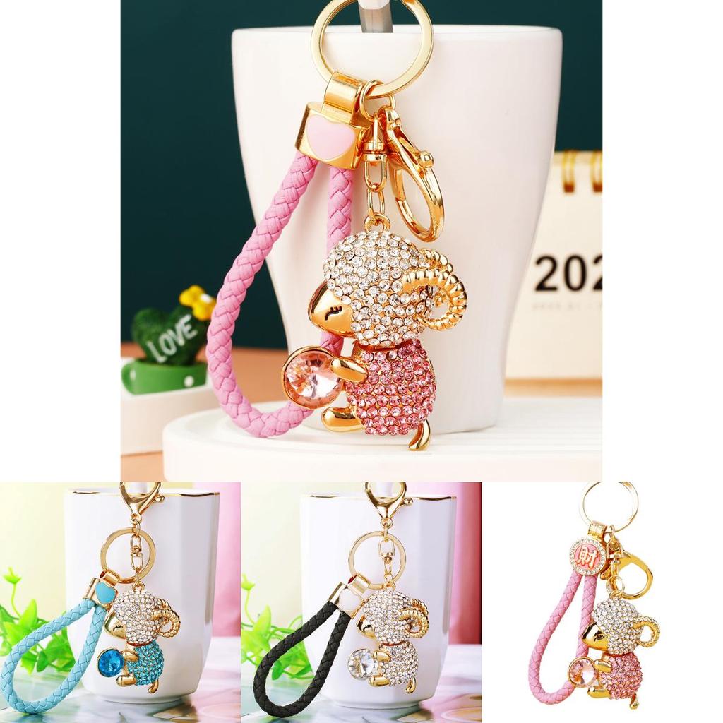 Adorable Zodiac Sheep Keychain With Sparkling Rhinestones For Couples And Friends Gifts
