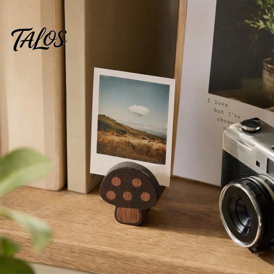 No Scratch Photo Holder Wooden Mushroom Place Card Holder, Mini Hedgehog Table Number Solid Wood Clip Farmhouse Note Picture for Home Office Shape