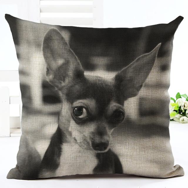 Cute Dog Printing Cushion Cover Cotton Linen Dog Throw Pillow Case For Sofa Decorative Pillowcase Cover Almohada Zt86