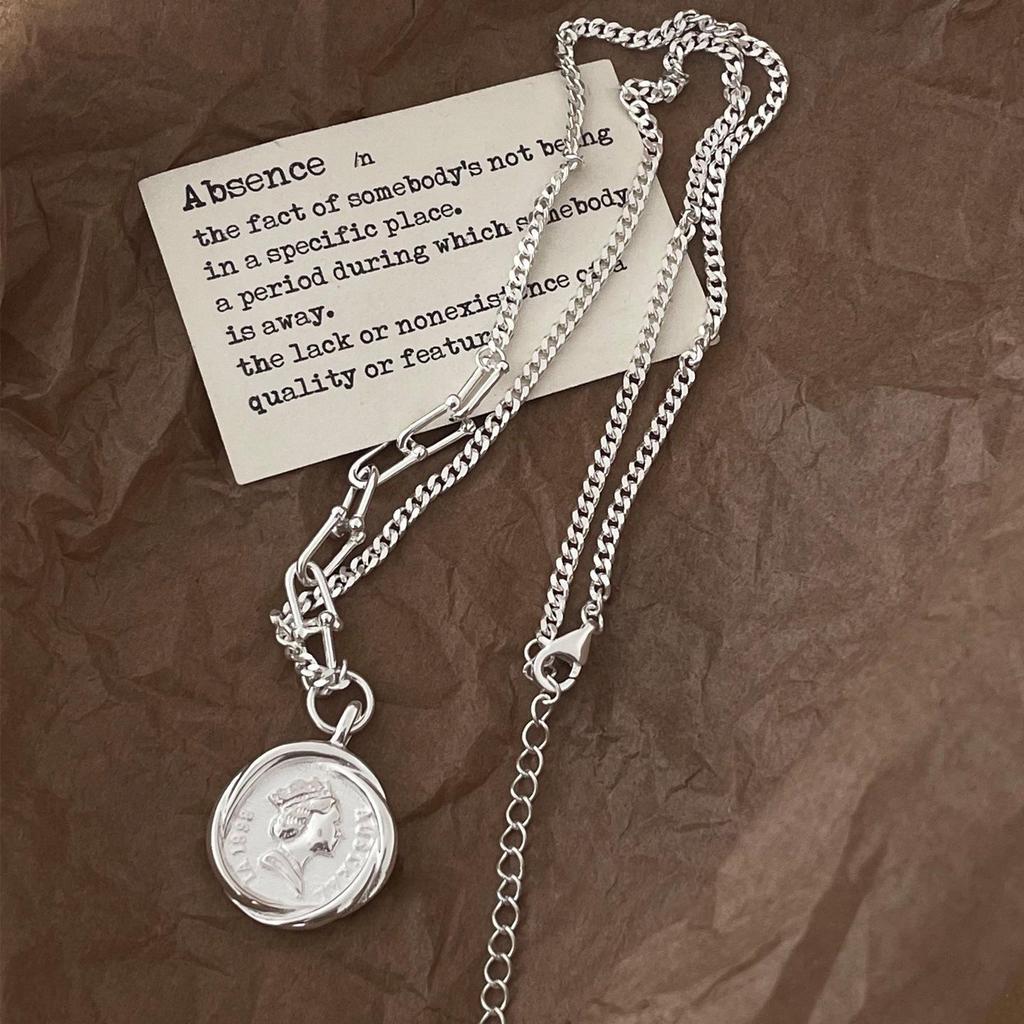 S925 Sterling Silver Horseshoe & Queen Pendant Necklace – European Hip-Hop Style, Versatile & Cool for Women