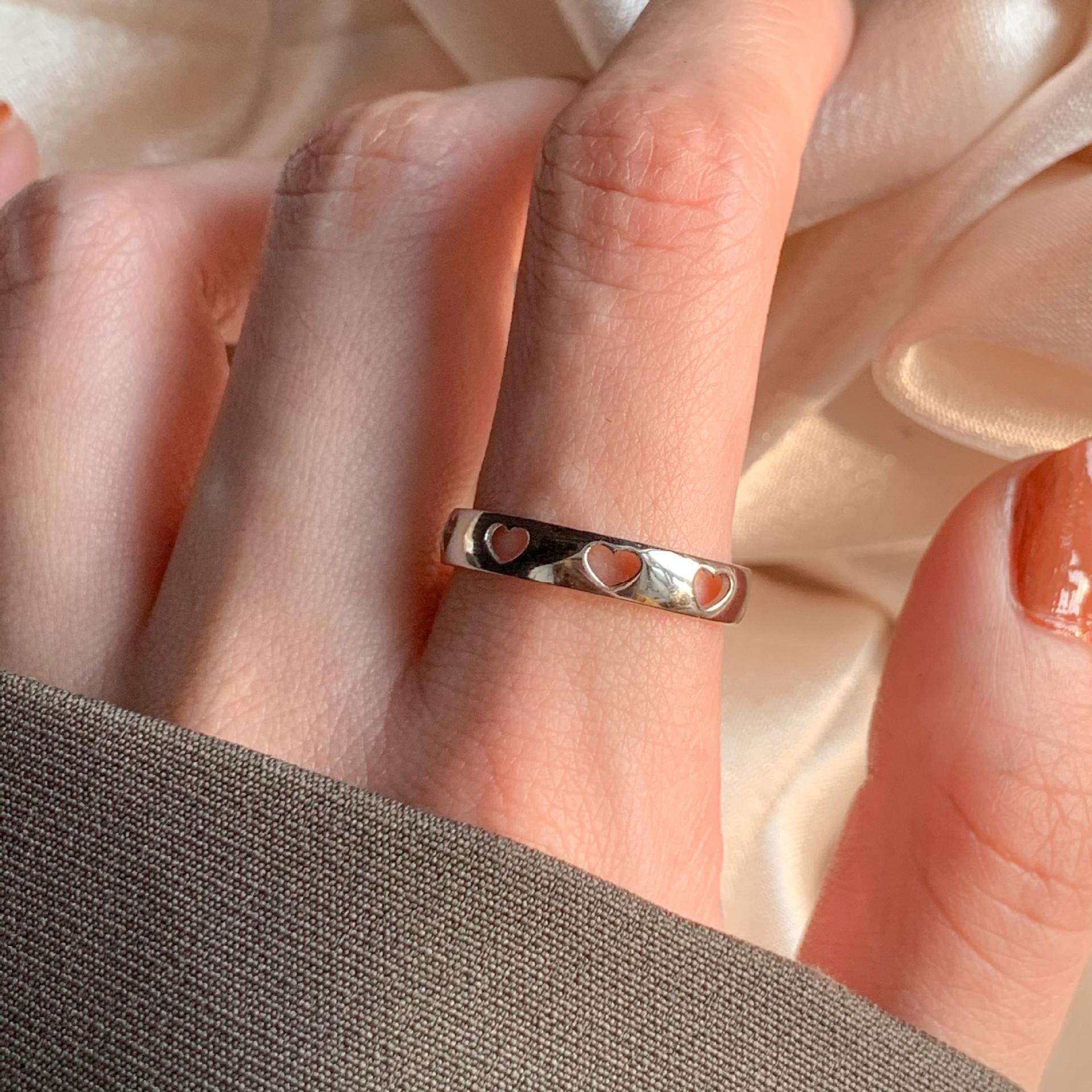 

Элегантное кольцо из стерлингового серебра 925 пробы с полым сердцем для женщин, модный ретро-стиль, идеальные подарки для J2176