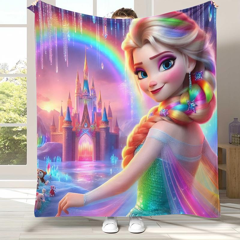 

Elsa Frozen Anna Princess Cartoon Girl Flannel Blanket,Ultra Soft Warm Plush Throw for Home Bedroom Bed Sofa Cover Office gift 75x90cm