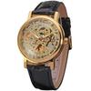 Reloj de Pulsera Mecánico de Cuerda Manual Fashion Winner para Hombre, Estilo Steampunk Esqueleto, Correa de Cuero Casual, Reloj de Pulsera de Gama Alta