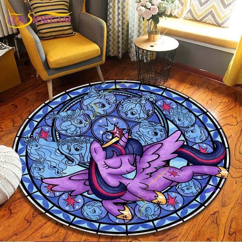 

Круглый ковер с витражным принтом, круглые коврики с 3D единорогами и мультфильмами, детские мягкие противоскользящие коврики, декоративный круглый ковер для детской спальни