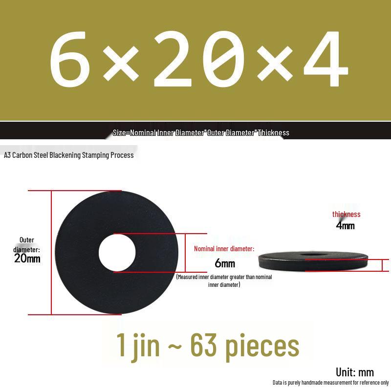 Thickened Black Flat Washer: Enhanced Round Metal Spacer for Home Use