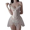 Sex Underwear Women's Sexy Pure Desire Wind Lace-up Suspender Skirt Lace Mesh Small Chest Suspender See-through Skirt Gathering Nightdress