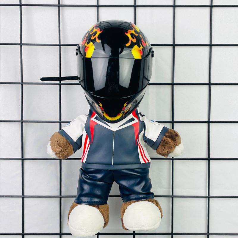 Helmet Small Model Suzaku Print Racing Trunk Decoration Car Pendant Home Decoration Collection Mini Bear Helmet