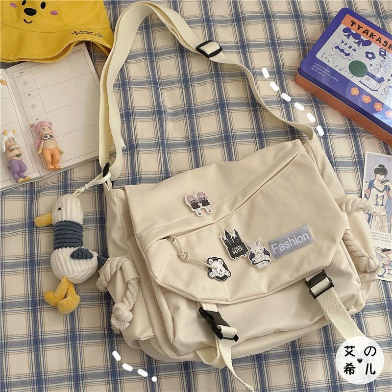 Youth Fashion Nylon Crossbody Bags for Women Handbags Shoulder Bag Large Capacity Solid Canvas Messenger Bag Girls School Bags