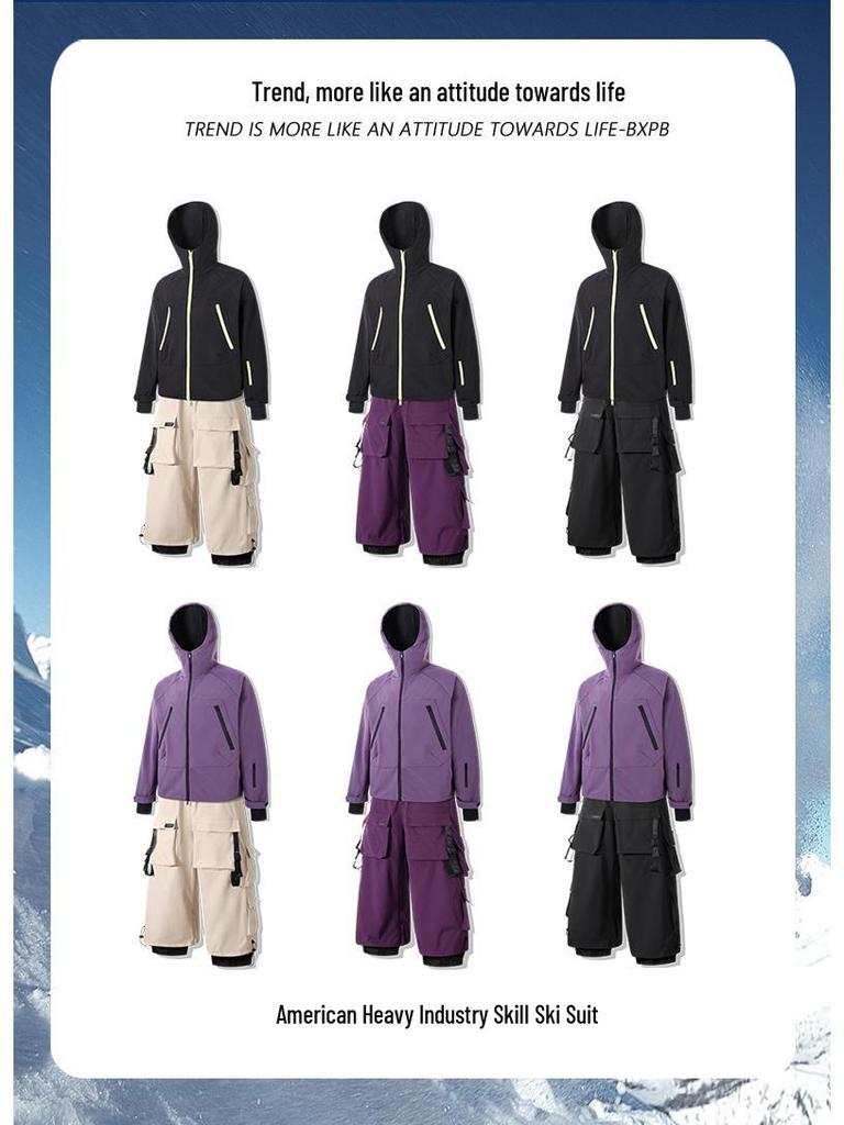 Northeast Snow Town Waterproof Ski Suit Set, Unisex, Single/Double Board, Cotton-Padded, Warm & Professional.