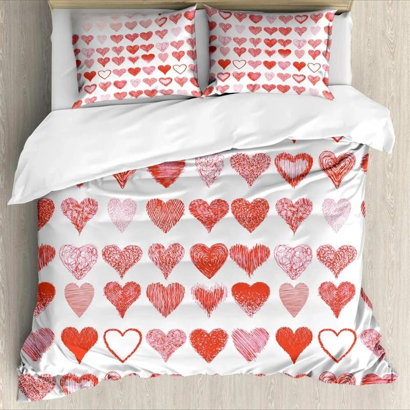 Set di biancheria da letto Love Heart, copripiumino semplice a quadri, 200x200, federa per cuscino, singolo, doppio, queen, king, nordico, coppia, copriletto, biancheria da letto
