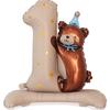 4pcs Party Decor Brown Standing Balloon Blue Pink One Year Old Balloon Digital Lovely Design Bear Balloon Birthday Party