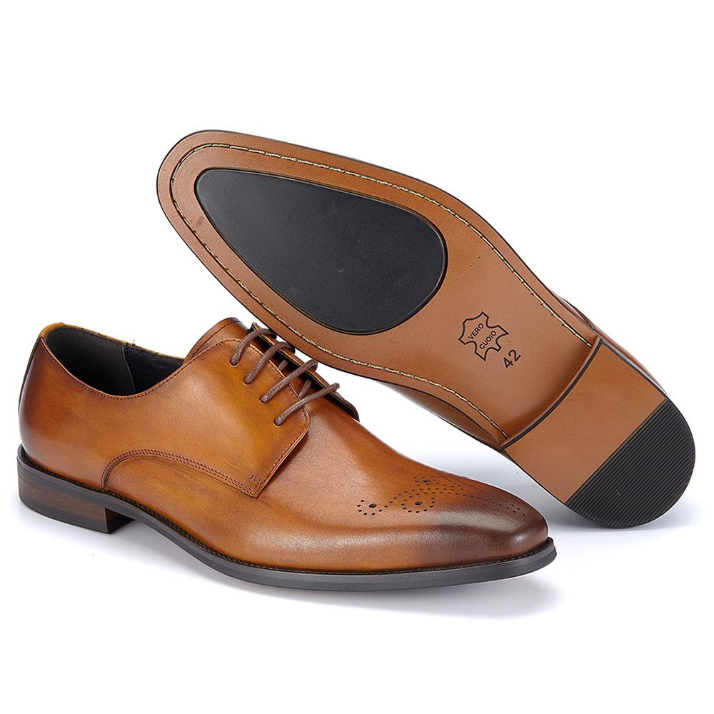 Fashion Luxury Handmade Direct Price Men's Business Wedding Breathable Top Layer Cowhide Genuine Leather Oxford DerbyDress Shoes