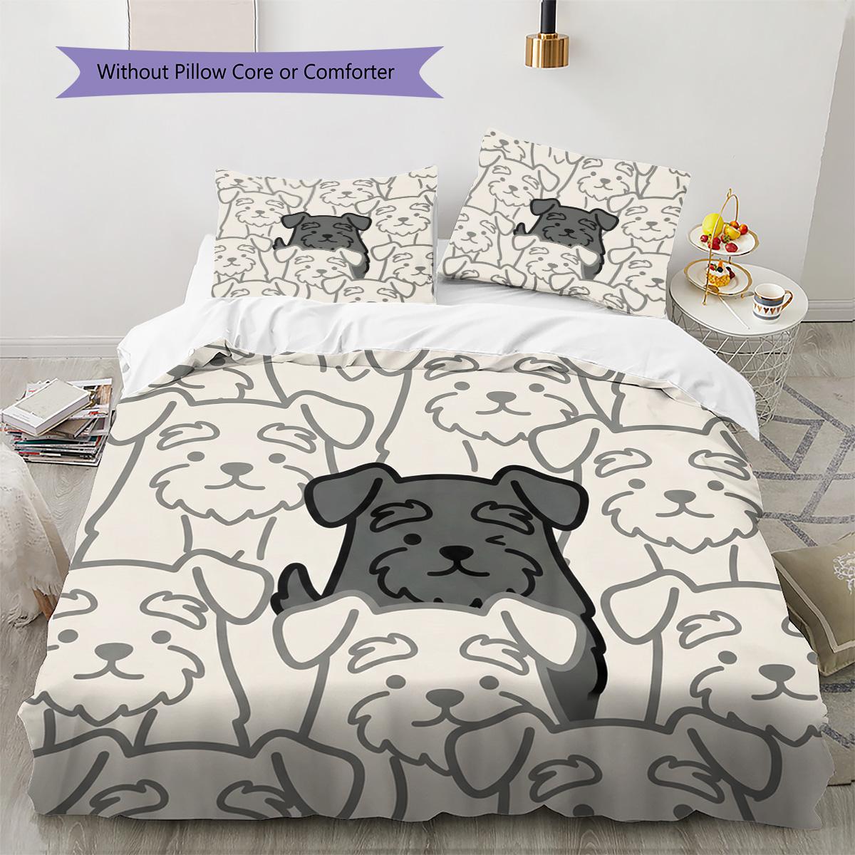 

schnauzerterrier Pattern Bedding Quilt Set Quilt Cover Pillowcase Home Decoration Birthday Gift (1 * duvet cover + 2 * pillowcase, without core) 135x200cm