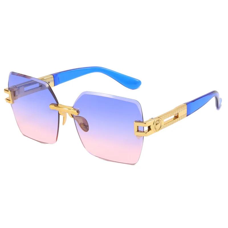 New Borderless Trimming Sunglasses Women'S Fashion Brand Designer Sun Glasses Women Color Lens Trend Eyewear Uv400