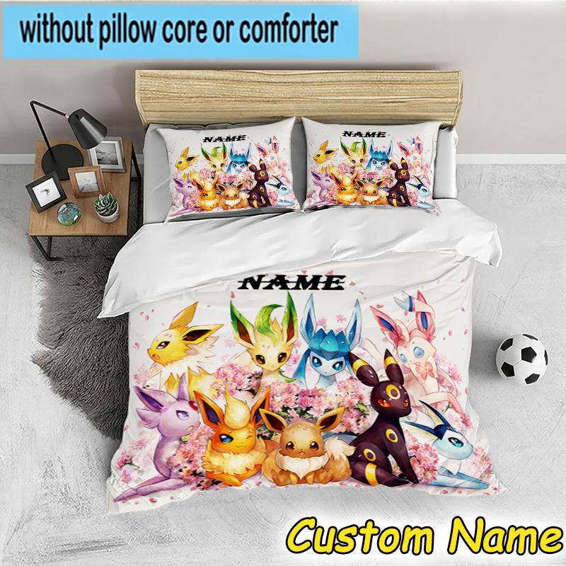 3PCS Custom Name Pika Bedding Set, Bedding Set Including 1pc Duvet Cover And 2pcs Pillowcases for Bedroom,Dormitory Gift