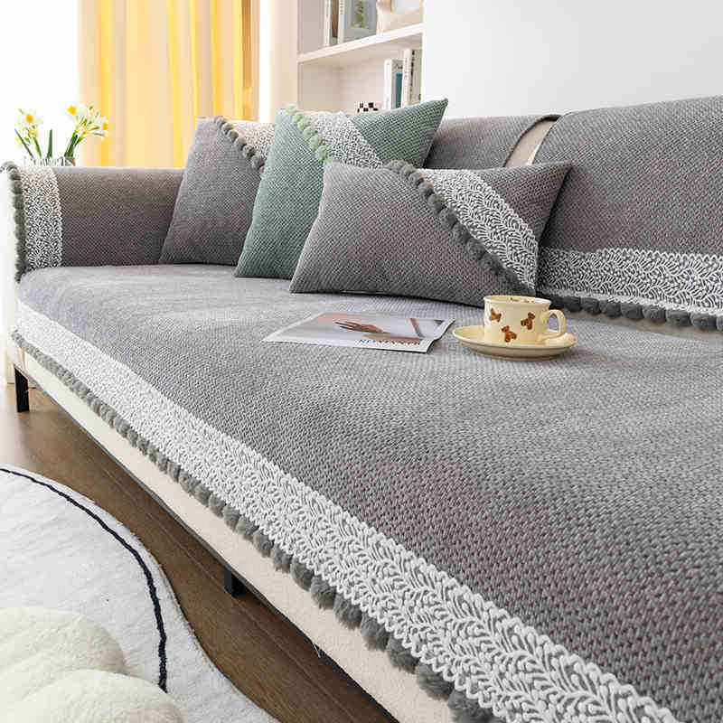 Light Luxury High-End Chenille Sofa Cushion, All-Season Non-Slip Seat Cushion, Sofa Cover, Cloth Cover, Backrest Towel