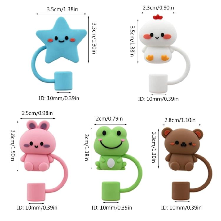 4/8 Stück wiederverwendbare Silikon-Strohhalmkappen mit Tier- und Sternmotiven für Trinkbecher