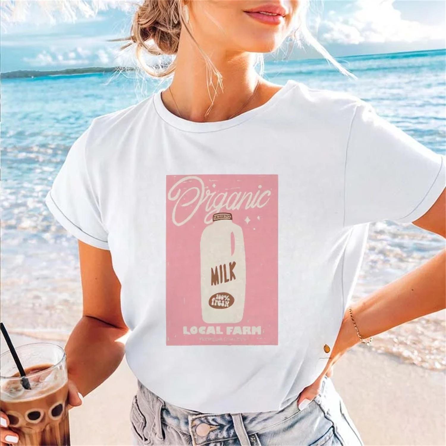 2025 Summer Casual Fashion Style Women s T-Shirt Travel Cute Pattern Women s Popular Short Sleeve Cartoon Clothing T-Shirt S