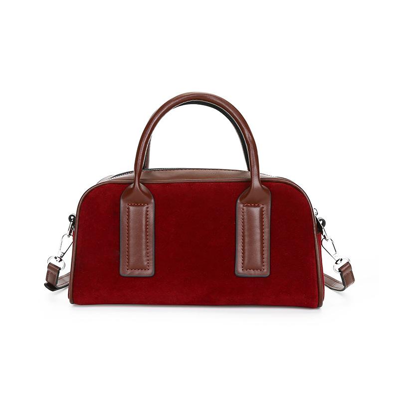 

2025 новая мода новая бархатная сумка из мягкой кожи женская дорожная на плечо портативная сумка-подушка бордовый
