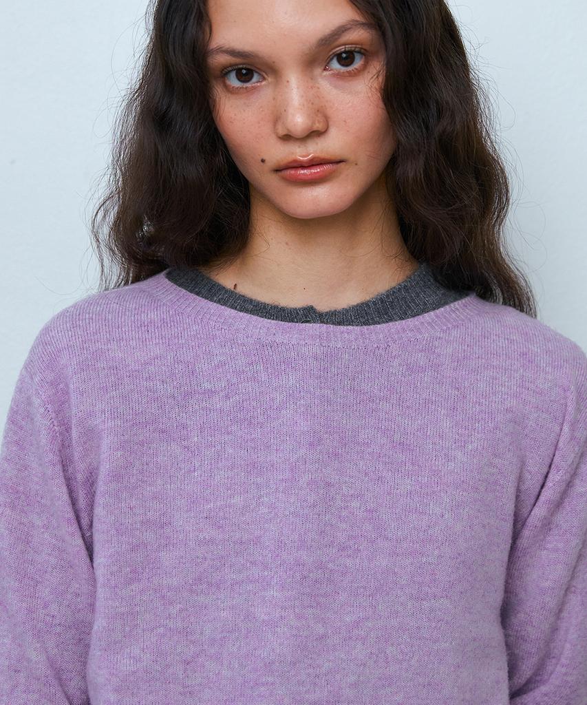 PISCESS Basic Wool Knit Top_Melange Purple