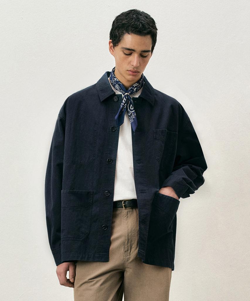 Costume O’Clock Cotton French Washed Work Jacket Navy Coosjk041Navy