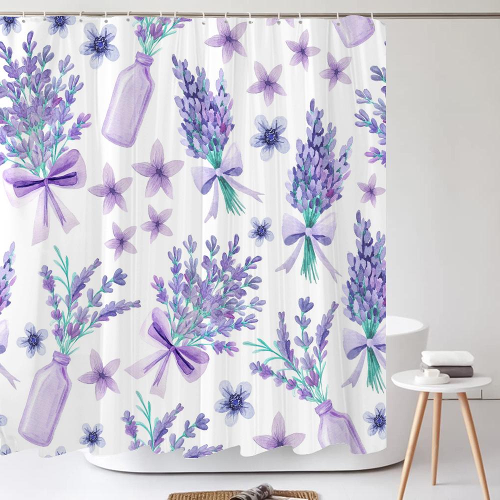 Small Fresh Plant Cactus Leaves Print Shower Curtain Polyester Fabric Bath Curtain With Hooks Curtains For Bathroom Decoration
