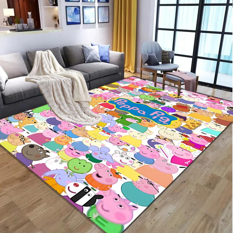 Peppa Pig Pattern Rug, Indoor/Outdoor Mat, for Picnic, Gameroom, Bedroom, Office, Living Room, Home Decor Carpet, Birthday Gift