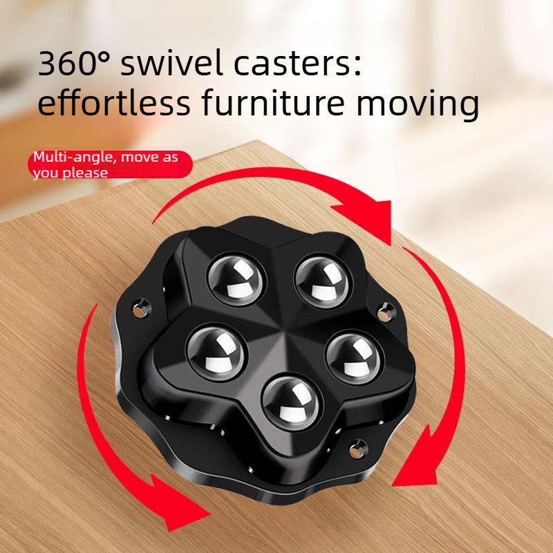 4PCS Silent Steel Ball Base Furniture Casters with Nylon Wheels No Need To Paste Smooth Rolling Universal Wheels