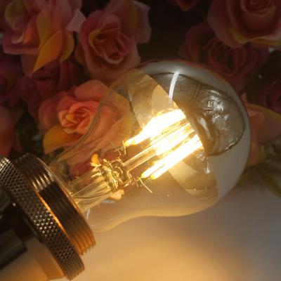 Nouvelle ampoule décorative Stabla E27 lumière argentée ampoule à filament LED ampoule semi-plaquée réflexion miroir A60