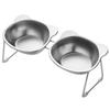 Raised Double Bowl Pet Food Water Dish 304 Stainless Steel AntiTip Design Easy To Clean Feeding Bowls for Dog Cats