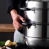Multi Layer Steamer Steaming Pot Thickened Stainless Steel Construction Cookware with Steam Rack Kitchen Accessories