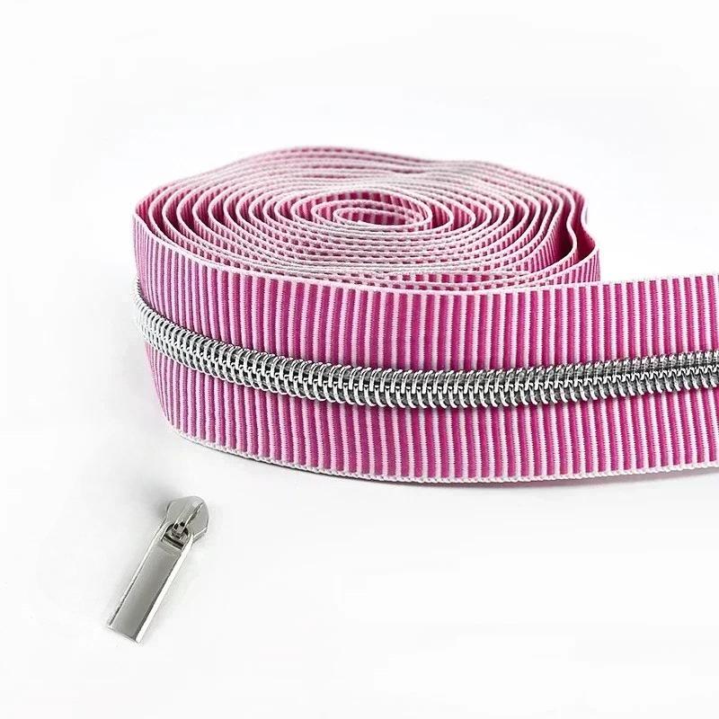 2-5Meters 5# Meetee Striped Nylon Zippers Tape for Sewing Plastic Roll Coil Zip By The Meter Zipper Closure Garment Accessories