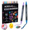 Dual-Tip Stackable Acrylic Markers - Quick-Drying Christmas Greeting Card Pens