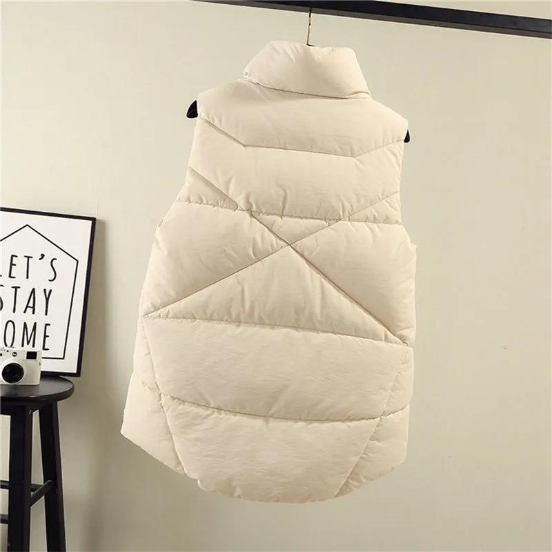 Bomullsvest Dame Høst og Vinter Ny Mote Trend Vest Stilig Allsidig Vestjakke