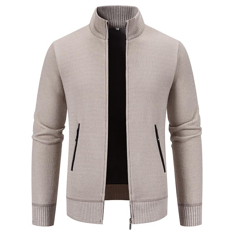 Men's Autumn and Winter Thickened Thermal Stand-up Neck Knitted Sweater Jacket