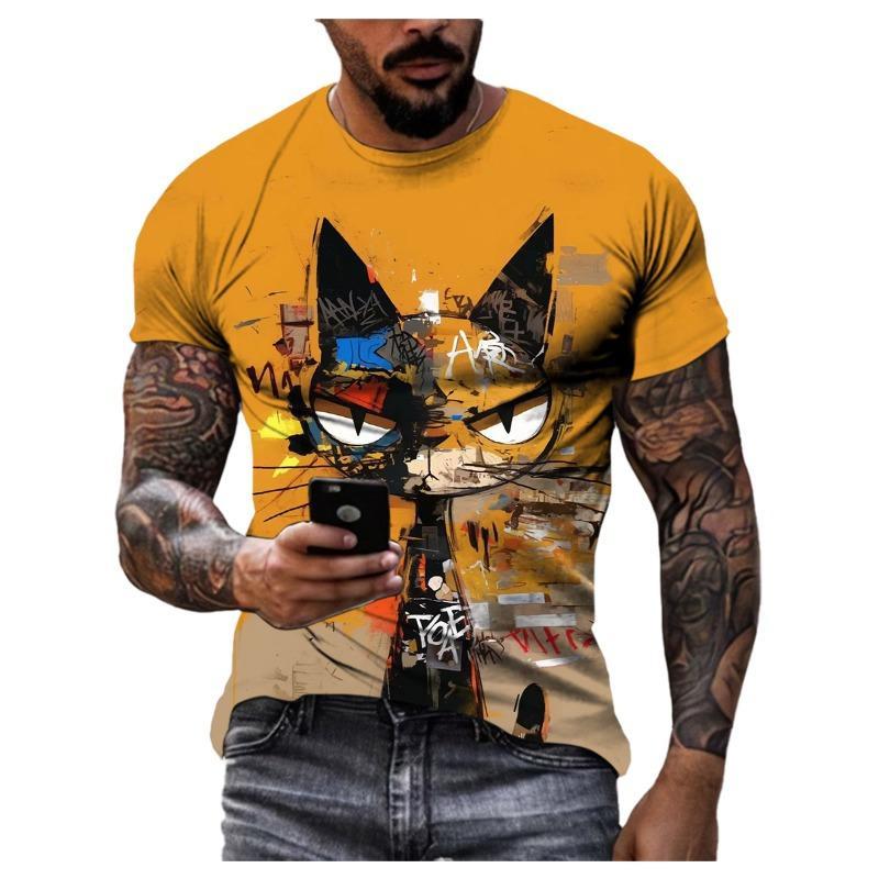 Cute Cat Cartoon Pattern Unisex T Shirt Summer Fashion 3D Printed