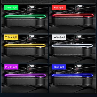7 Colours Car Seat Gap Filler Cup Holder Changing LED Car Crevice Organizer Box Card Phone Bottle Cups Holder