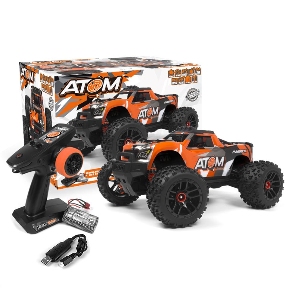 

HPI Racing 1/18 Maverick ATOM 380 Brushed 4WD RTR RC Electric Remote Control Model Monster Truck Car Adults Children Toys помаранчевий