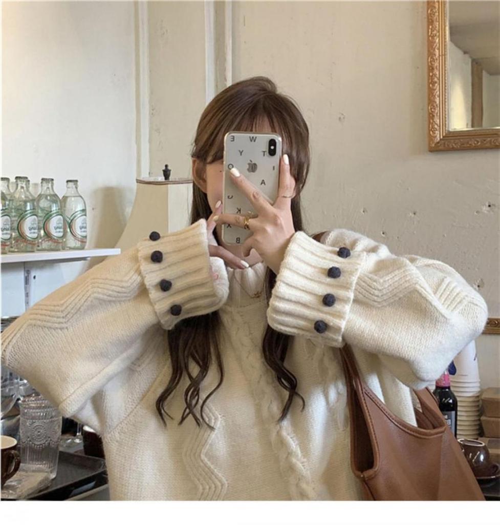 Women's Retro Thick Knit Sweater - Cozy, Loose-Fit, Autumn/Winter Style